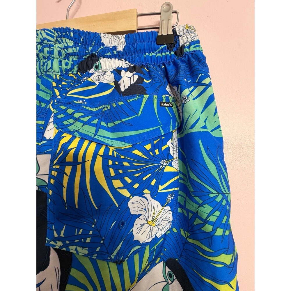 Hurley Men's Medium Volley Swim Trunks Blue Toucan Tropical - Worn Once! - Picture 3 of 6